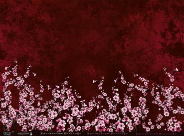 Bordüre Whispering Blossom rot - Meterware - Jersey